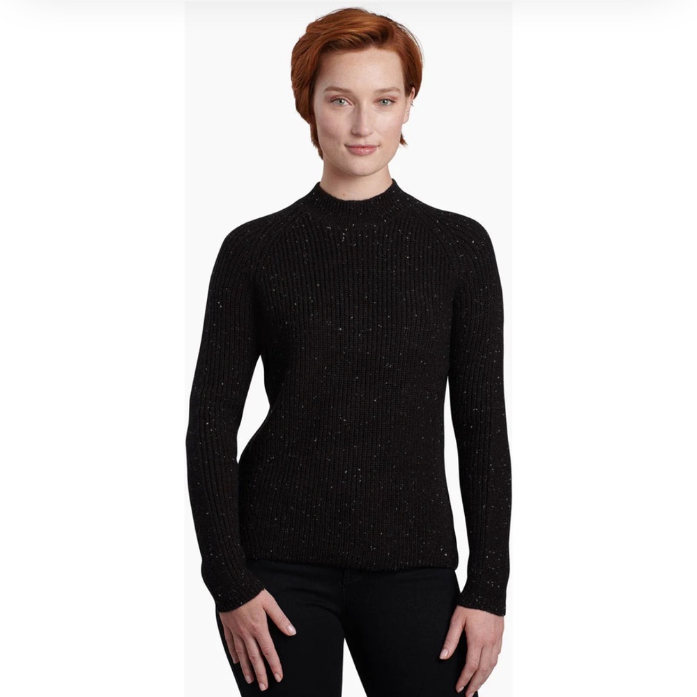 Kuhl Ida Midweight Knit Mock Neck Speckled Black Sweater sz Medium.
